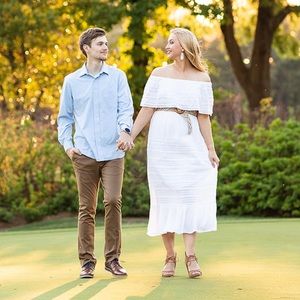 Off shoulder white maxi dress